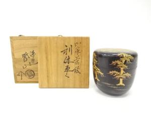 哲山造　漆塗り蒔絵　家　利休棗